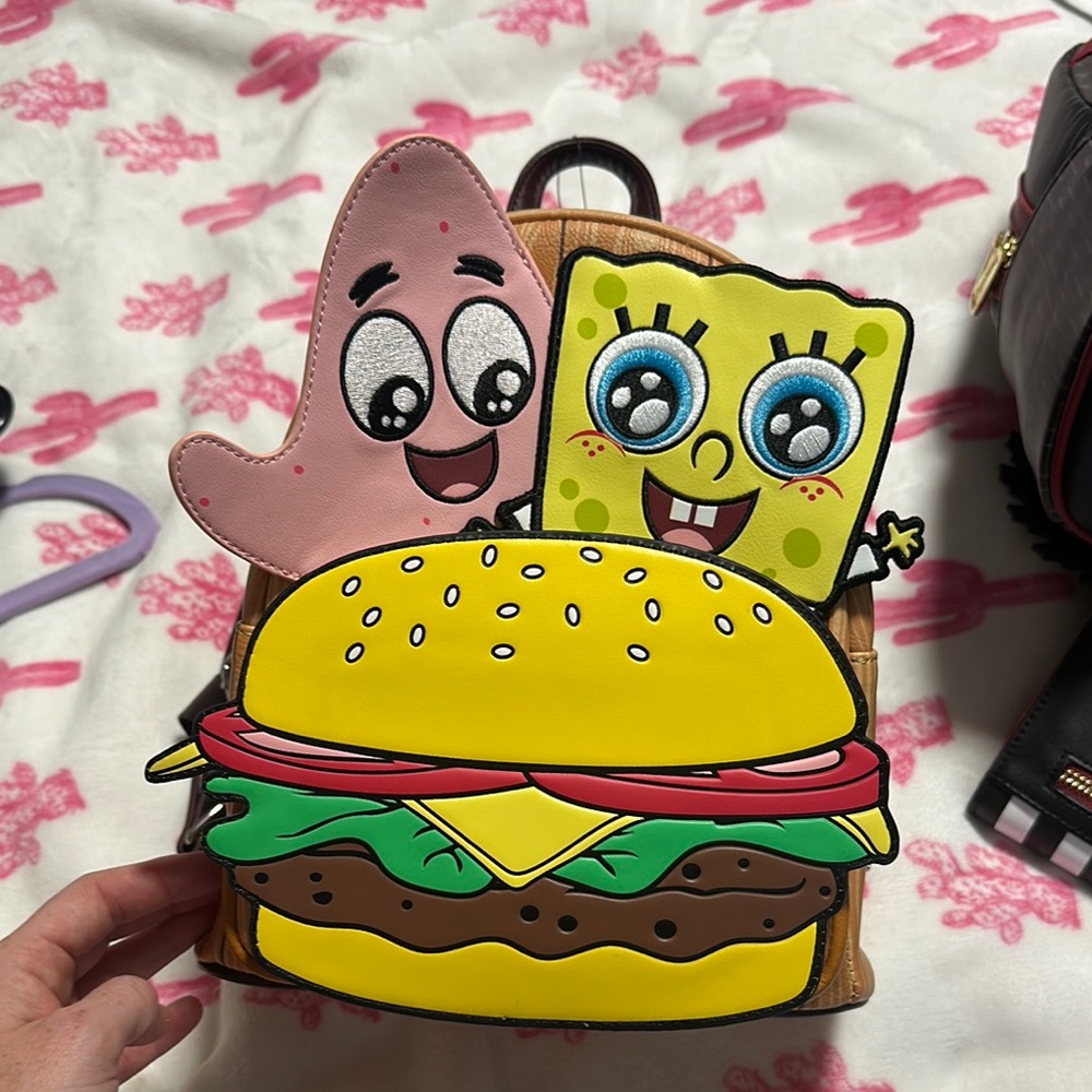Loungefly SpongeBob and Patrick Burger Backpack - Yellow and Pink